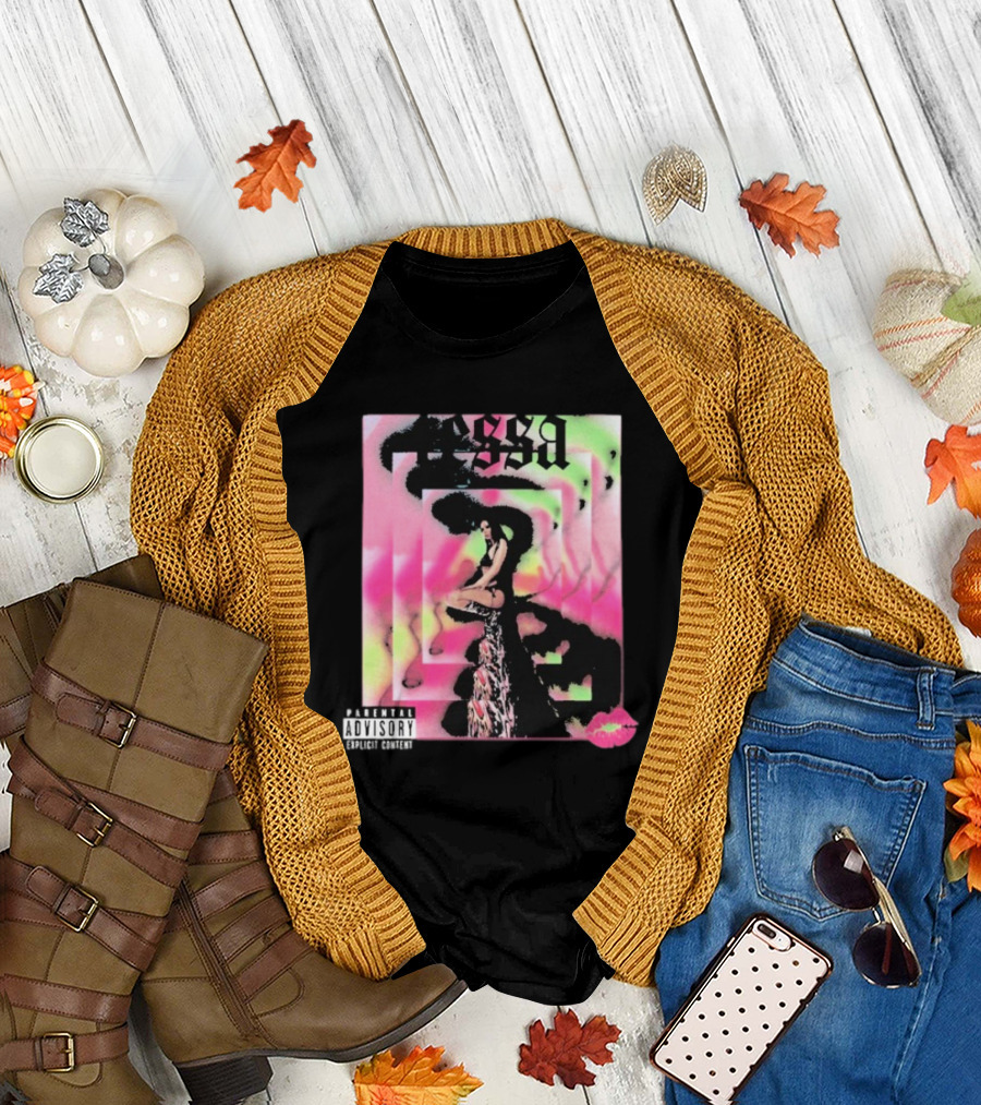 Tessa Mirror Kiss Parental Advisory Pink and Green Spiral T-Shirt