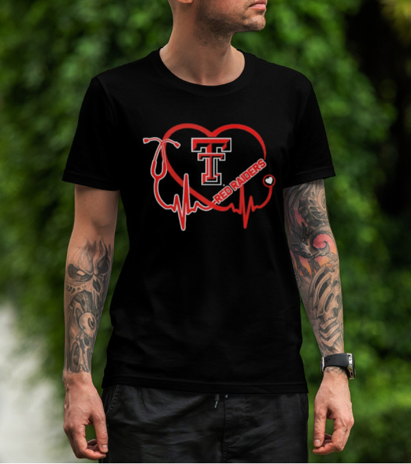Texas Tech Red Raiders Heartbeat Nurse Stethoscope Icon T-Shirt