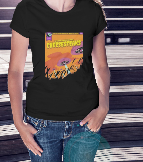 Philly Comics Alien UFO Cheesesteaks Abduction Sci-Fi Story Whiz With UFOs T-Shirt
