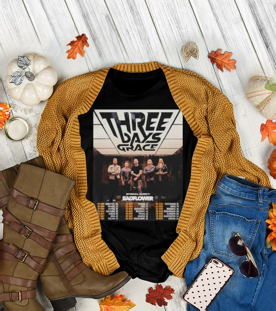 Three Days Grace UK and EU Tour 2025 Dates with Special Guests Badflower T-Shirt