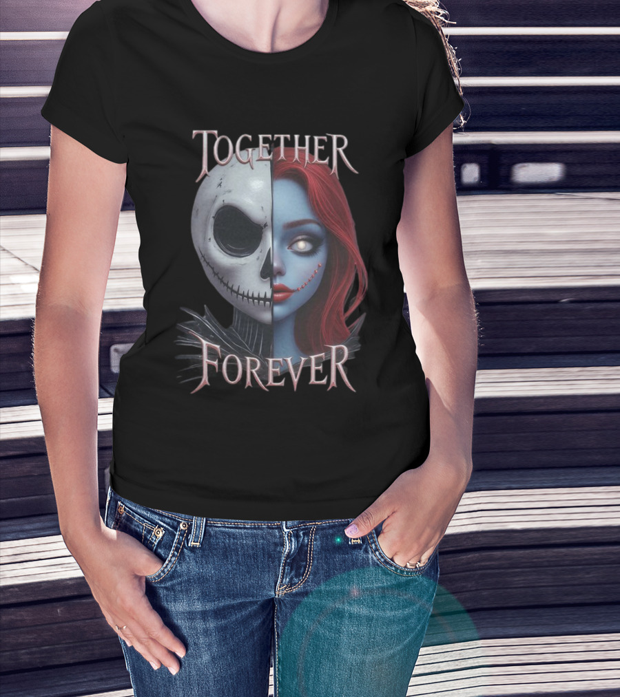 Together Forever Jack And Sally Half Face Mashup T-Shirt