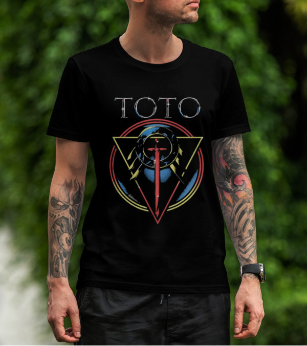 Toto 40 Trips Around The Sun Tour Sword Geometric Earth Symbol T-Shirt