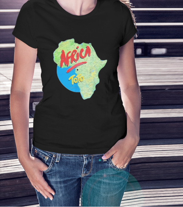Toto Africa Map Shape With Record Design T-Shirt
