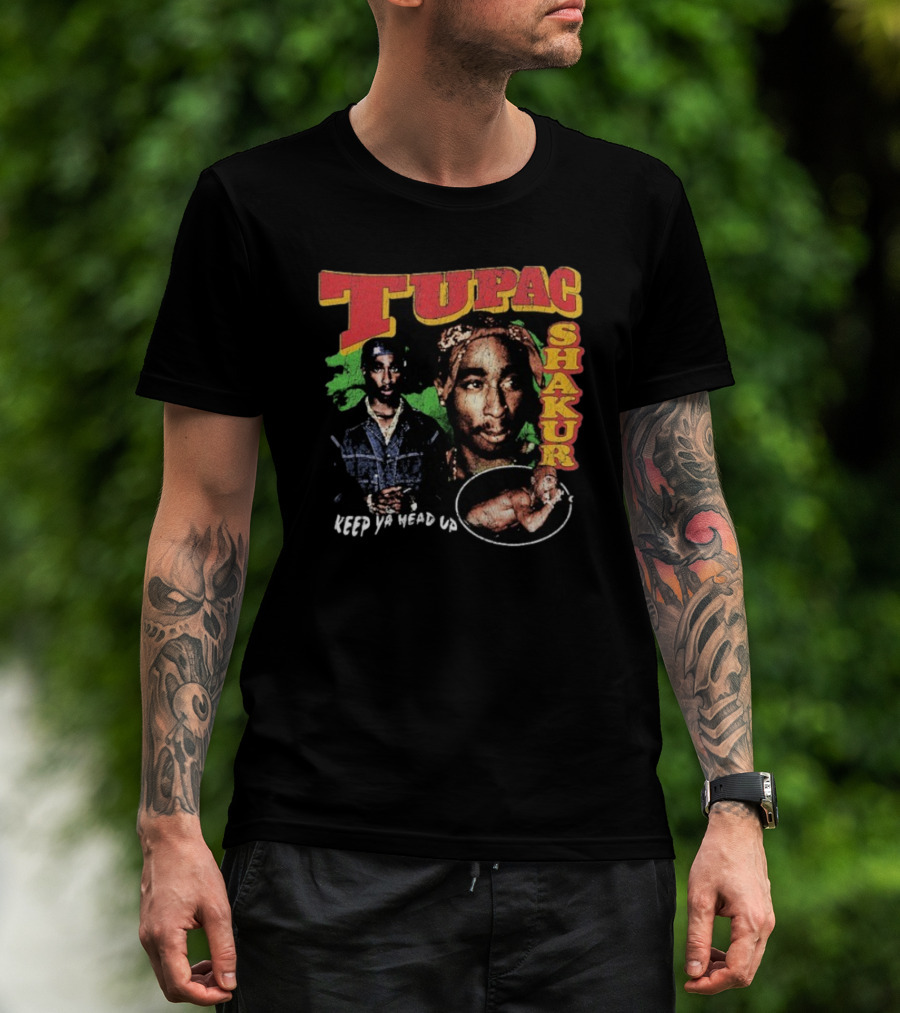Tupac Shakur Keep Ya Head Up Vintage Collage 2PAC T-Shirt