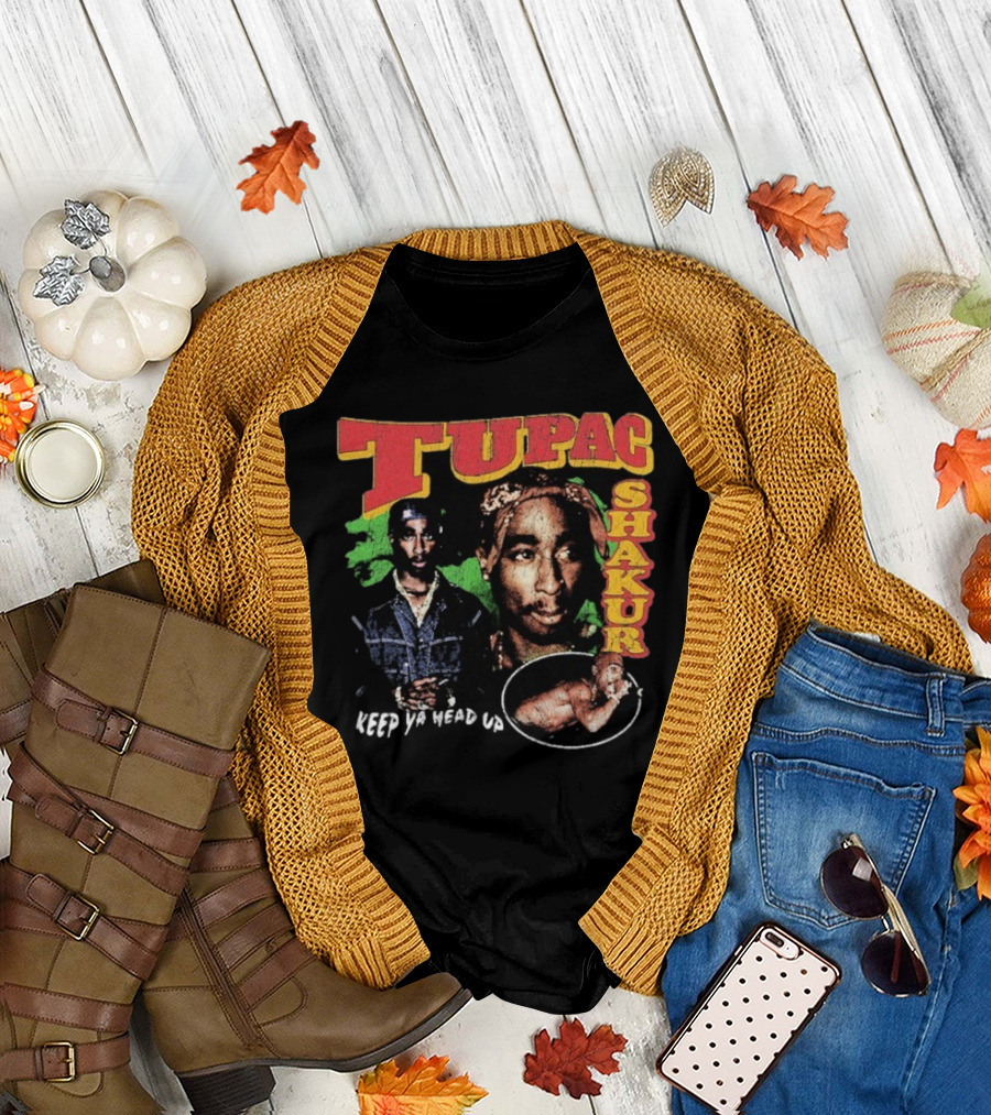 Tupac Shakur Keep Ya Head Up Vintage Collage 2PAC T-Shirt