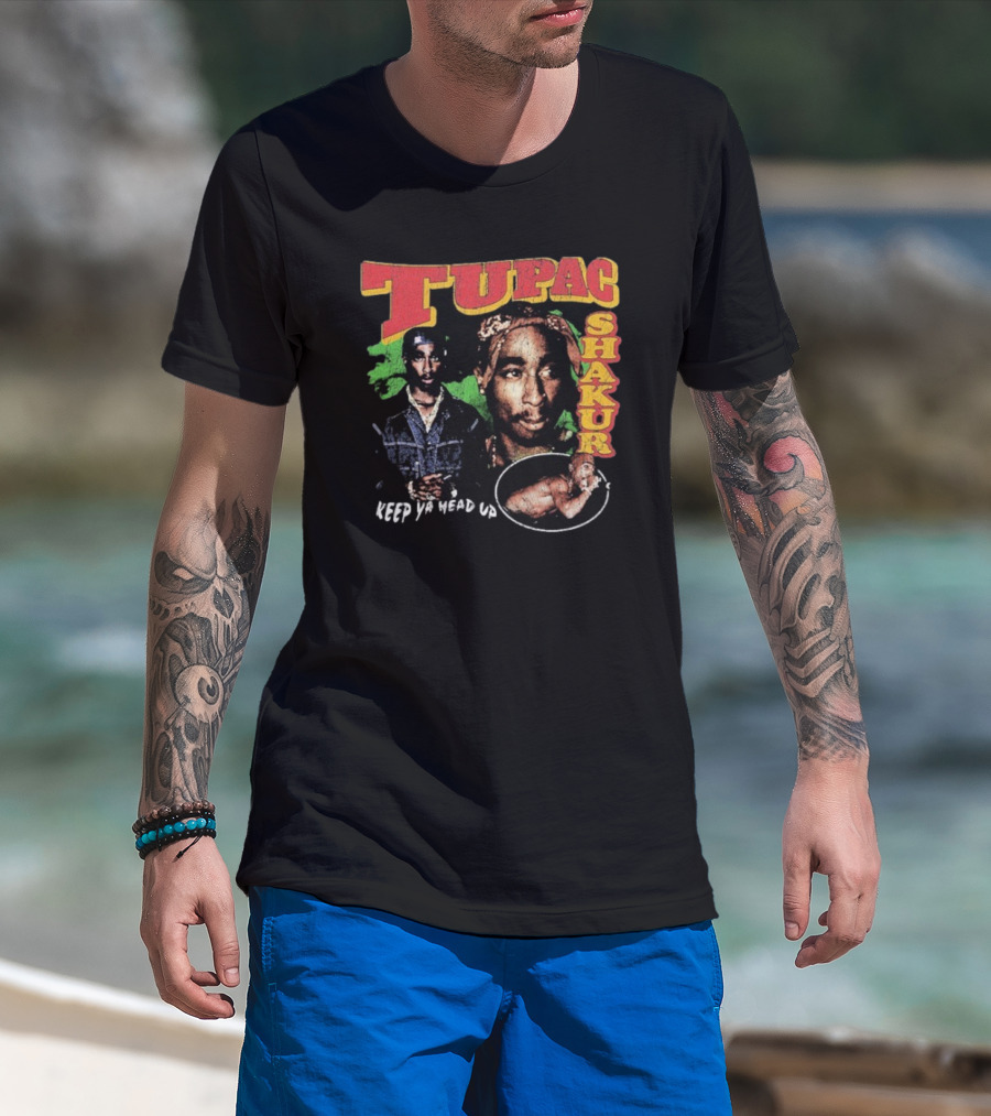 Tupac Shakur Keep Ya Head Up Vintage Collage 2PAC T-Shirt