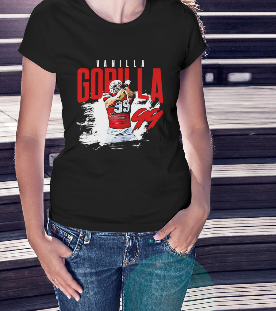 Vanilla Gorilla Number 99 Football Jersey Athlete Action Pose T-Shirt