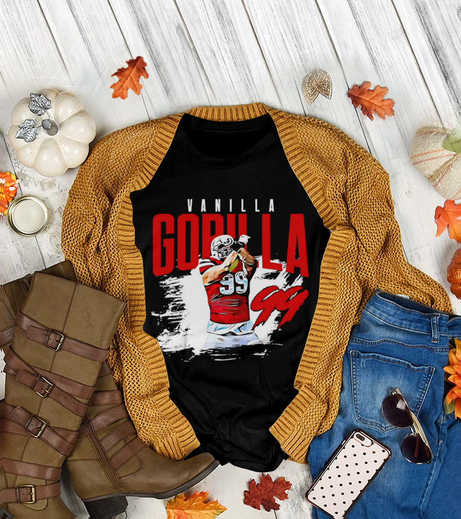 Vanilla Gorilla Number 99 Football Jersey Athlete Action Pose T-Shirt