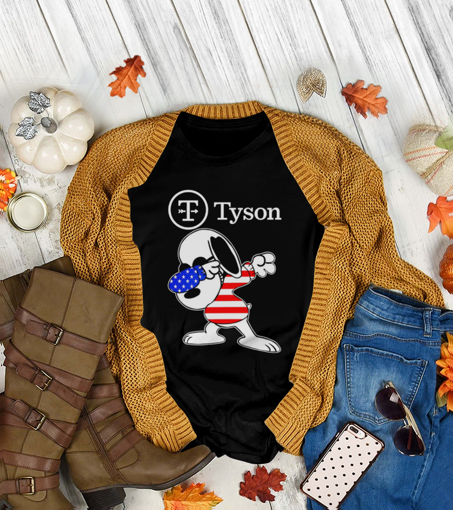 Tyson Foods Snoopy Dabbing American Flag Character T-Shirt