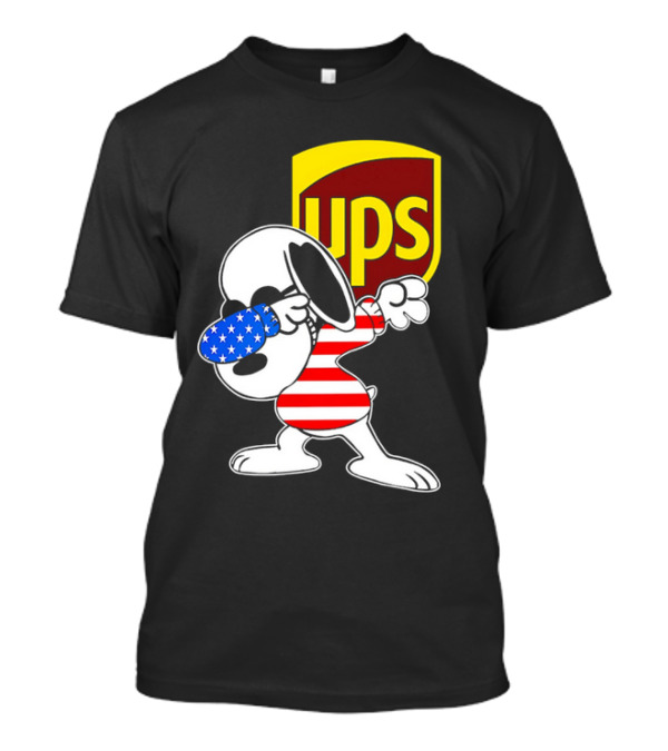 Snoopy American Flag Dabbing UPS Shield T-Shirt