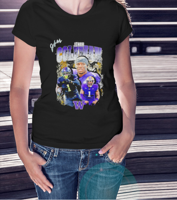 Jonah Coleman Washington Huskies Simply College Football W Player Signature T-Shirt