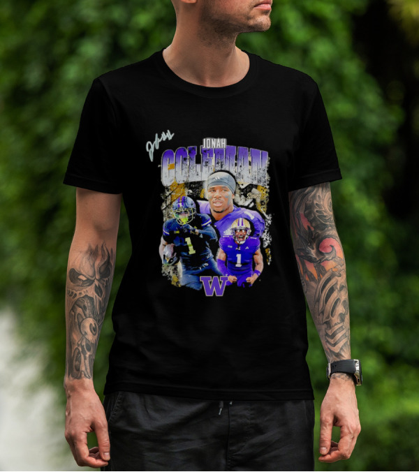 Jonah Coleman Washington Huskies Simply College Football W Player Signature T-Shirt