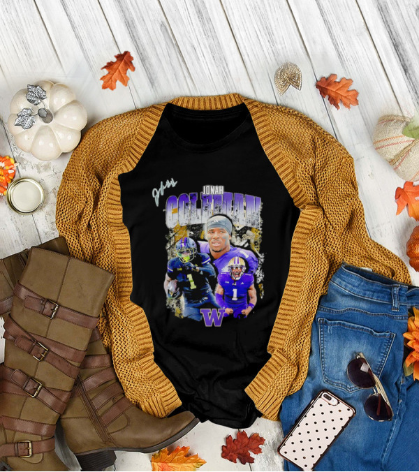 Jonah Coleman Washington Huskies Simply College Football W Player Signature T-Shirt