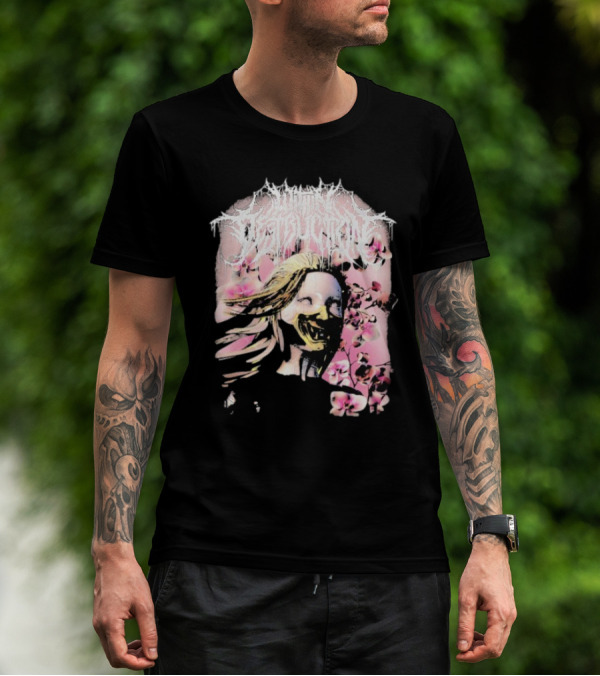 Within Destruction Yokai Cherry Blossoms Masked Face Design T-Shirt