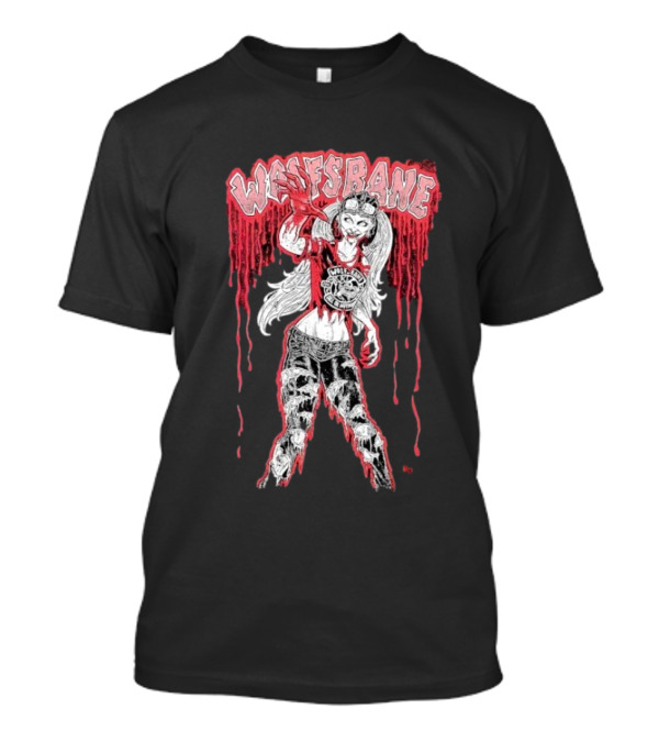 Wolfsbane Kathy Wilson Zombie All Hell’s Breaking Loose Dripping Red Design With Grungy Character Style T-Shirt