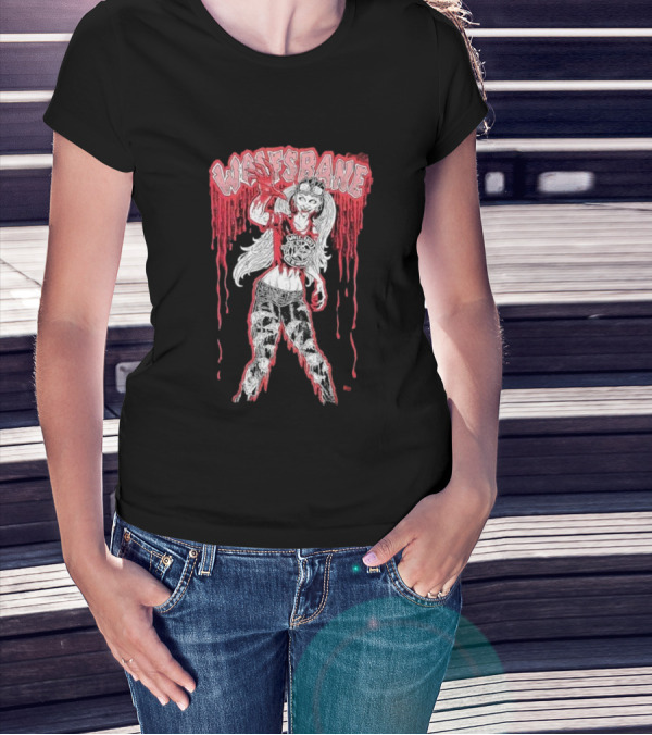 Wolfsbane Kathy Wilson Zombie All Hell’s Breaking Loose Dripping Red Design With Grungy Character Style T-Shirt