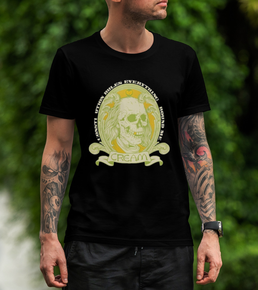Wu-Tang Clan Constitution Rules Everything Around Me Skull Cream T-Shirt