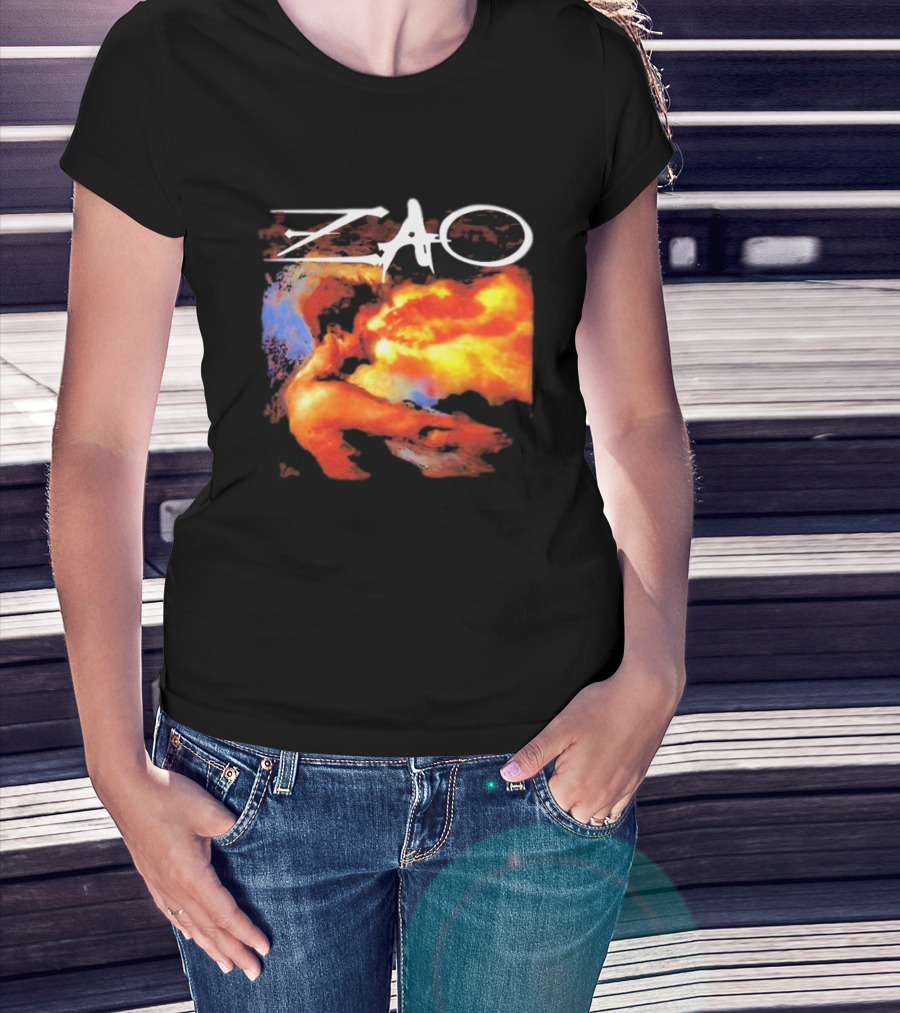 Zao Fiery Abstract Artwork With Dynamic Earth Tones T-Shirt