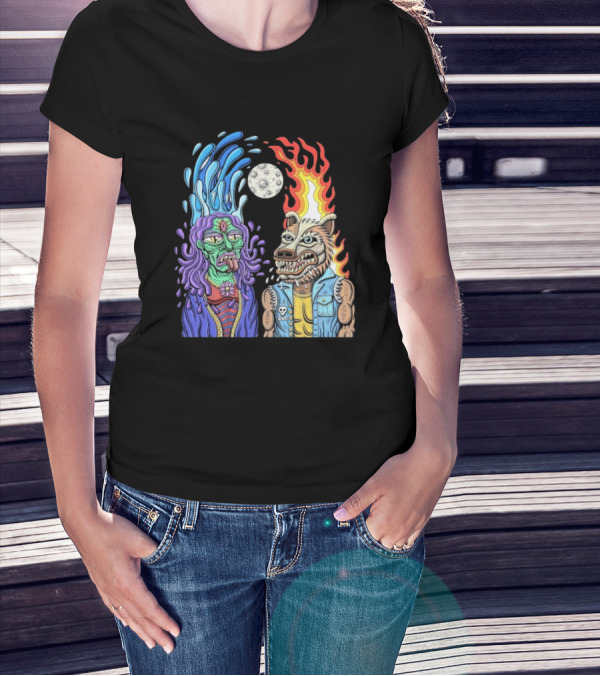 Zao Mother Father Surreal Alien Zombie Werewolf Battle Fire Water Psycho De Mayo Clown Moon Art T-Shirt
