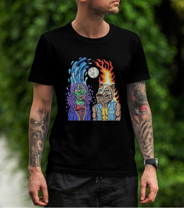 Zao Mother Father Surreal Alien Zombie Werewolf Battle Fire Water Psycho De Mayo Clown Moon Art T-Shirt