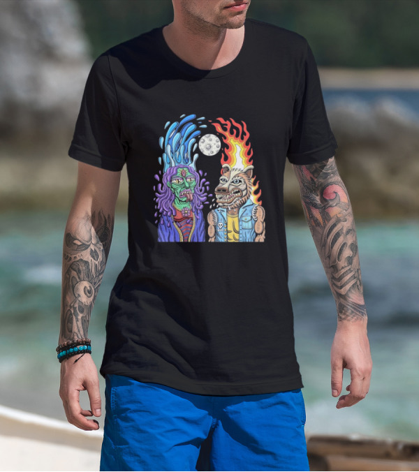 Zao Mother Father Surreal Alien Zombie Werewolf Battle Fire Water Psycho De Mayo Clown Moon Art T-Shirt