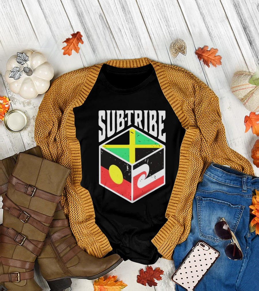 SUB-TRIBE Flag Cube with Aboriginal Jamaica Maori Colors T-Shirt