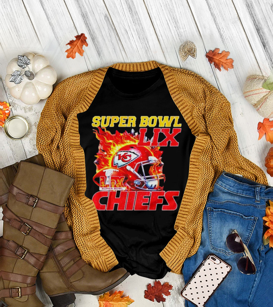 Super Bowl LIX Kansas City Chiefs Flaming Helmet Chiefs T-Shirt
