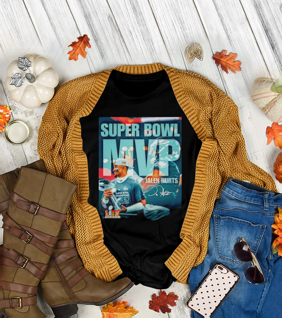 Super Bowl MVP Jalen Hurts Philadelphia Eagles Champions Signature LVI 12-5 NFC East T-Shirt