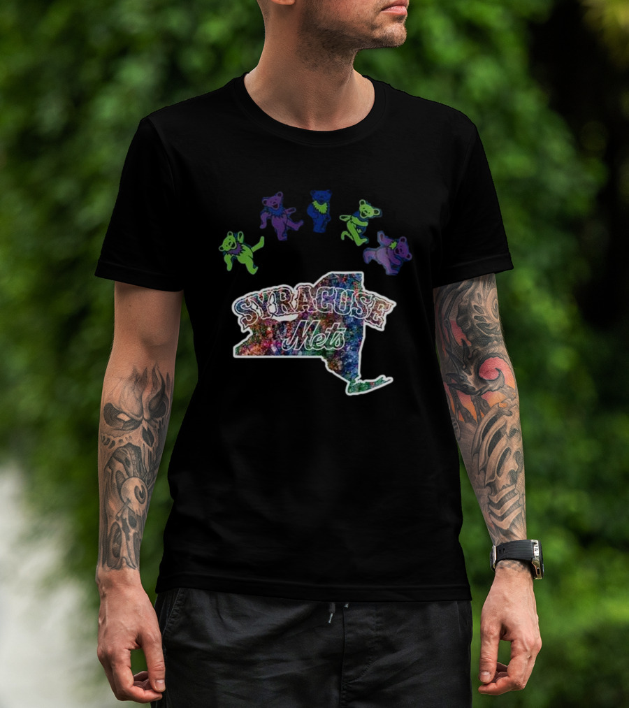Syracuse Mets Grateful Dead Night 2025 New York Tie-Dye Dancing Bears T-Shirt