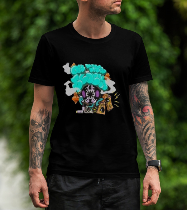 Old This Block Graffiti Tape Art With Speakers And Lightning T-Shirt
