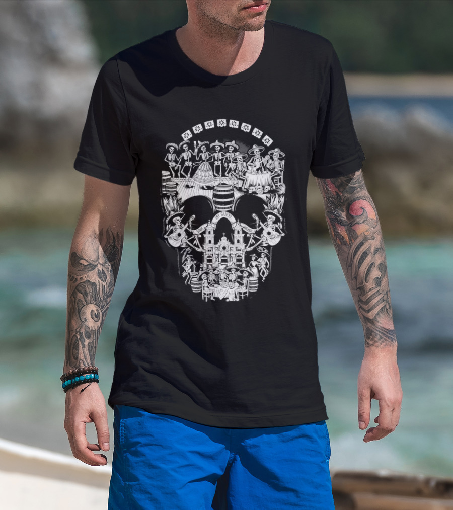 Tequilera Skull Calavera Distinctive Skeleton Motif T-Shirt