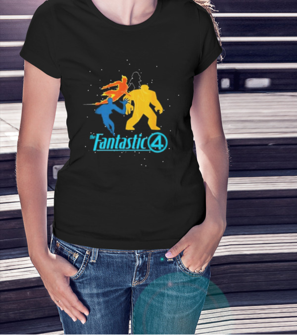 Fantastic Four Team Explosive Silhouette Action T-Shirt