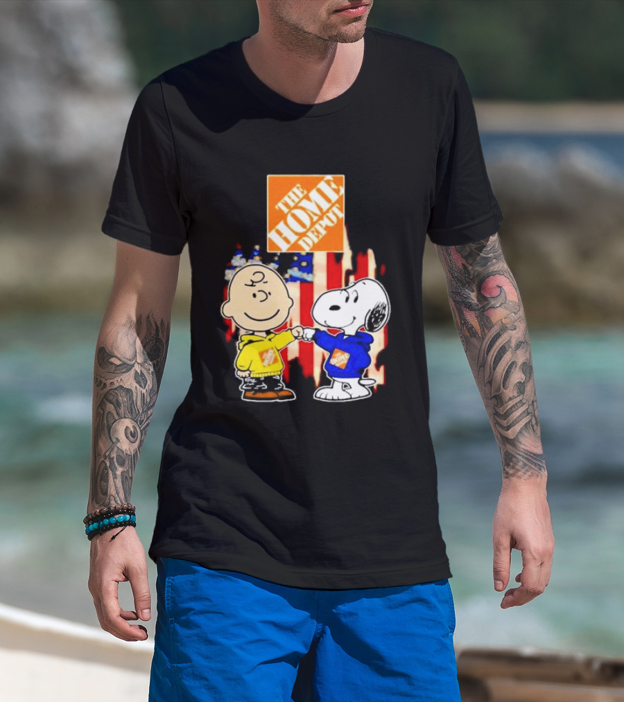 The Home Depot Charlie Brown Snoopy American Flag T-Shirt