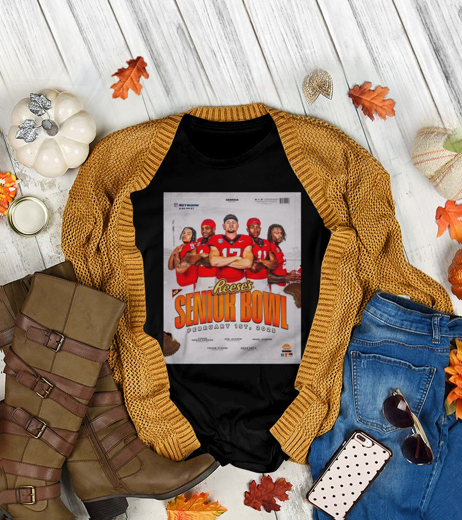 Reese's Senior Bowl 2025 Georgia Bulldogs Tyrion Ingram-Dawkins Dan Jackson Smael Mondon Trevor Etienne Arian Smith T-Shirt