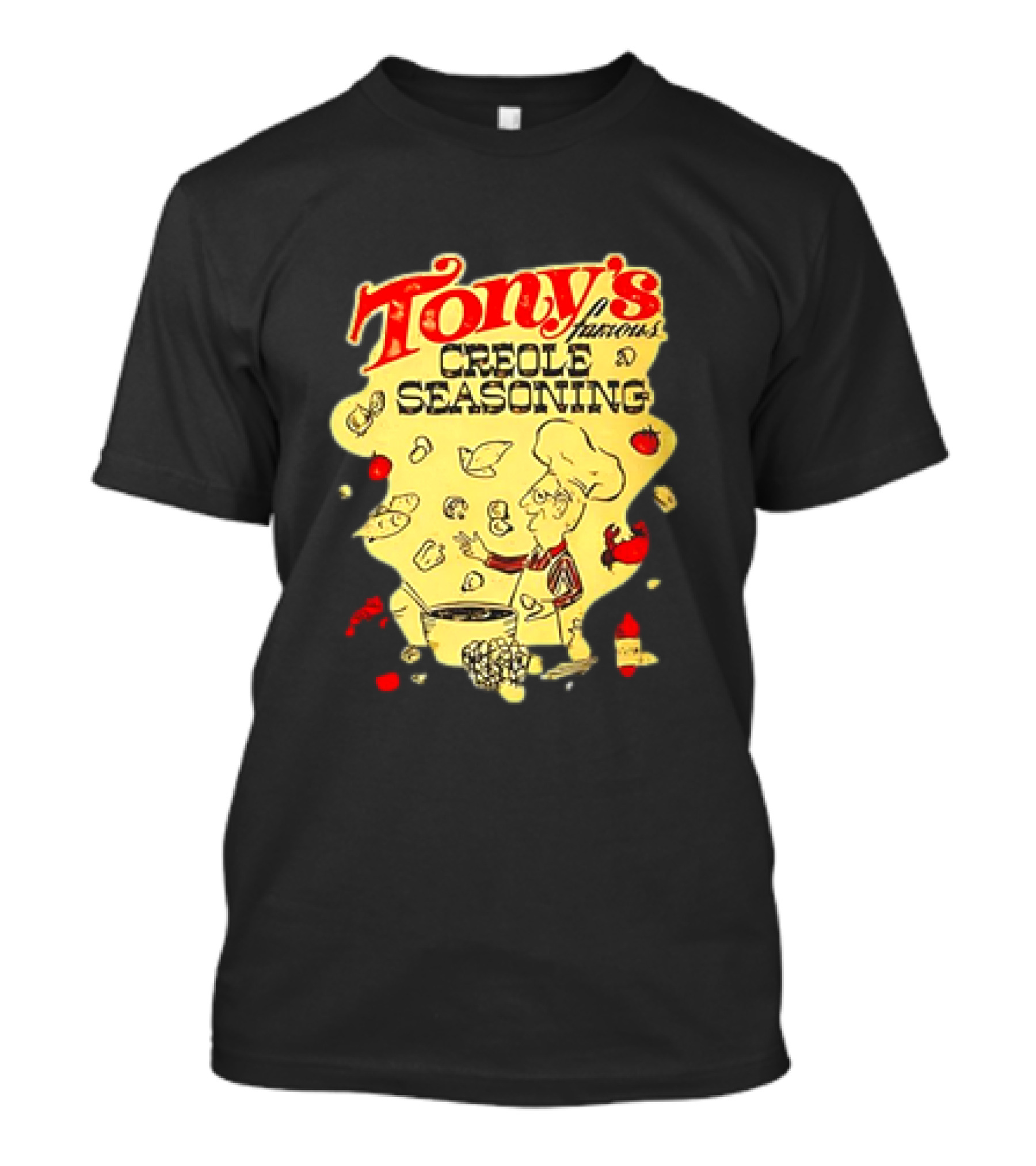 Tony's Famous Creole Seasoning Chef With Ingredients T-Shirt
