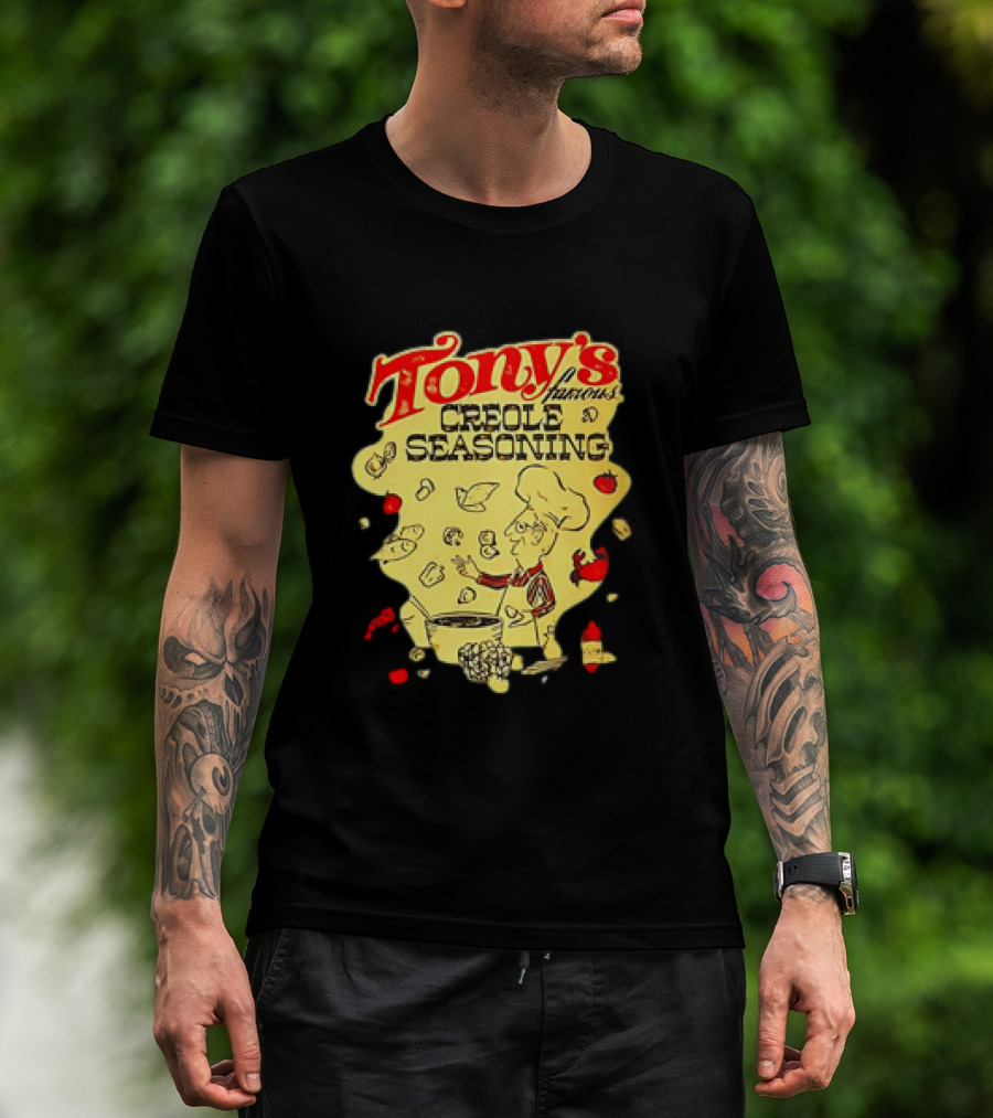 Tony's Famous Creole Seasoning Chef With Ingredients T-Shirt