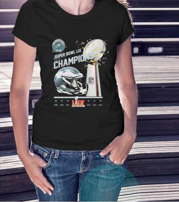 Super Bowl LIX Champions Philadelphia Eagles Trophy Collectible T-Shirt