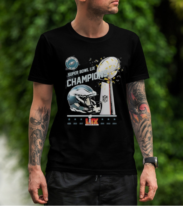 Super Bowl LIX Champions Philadelphia Eagles Trophy Collectible T-Shirt