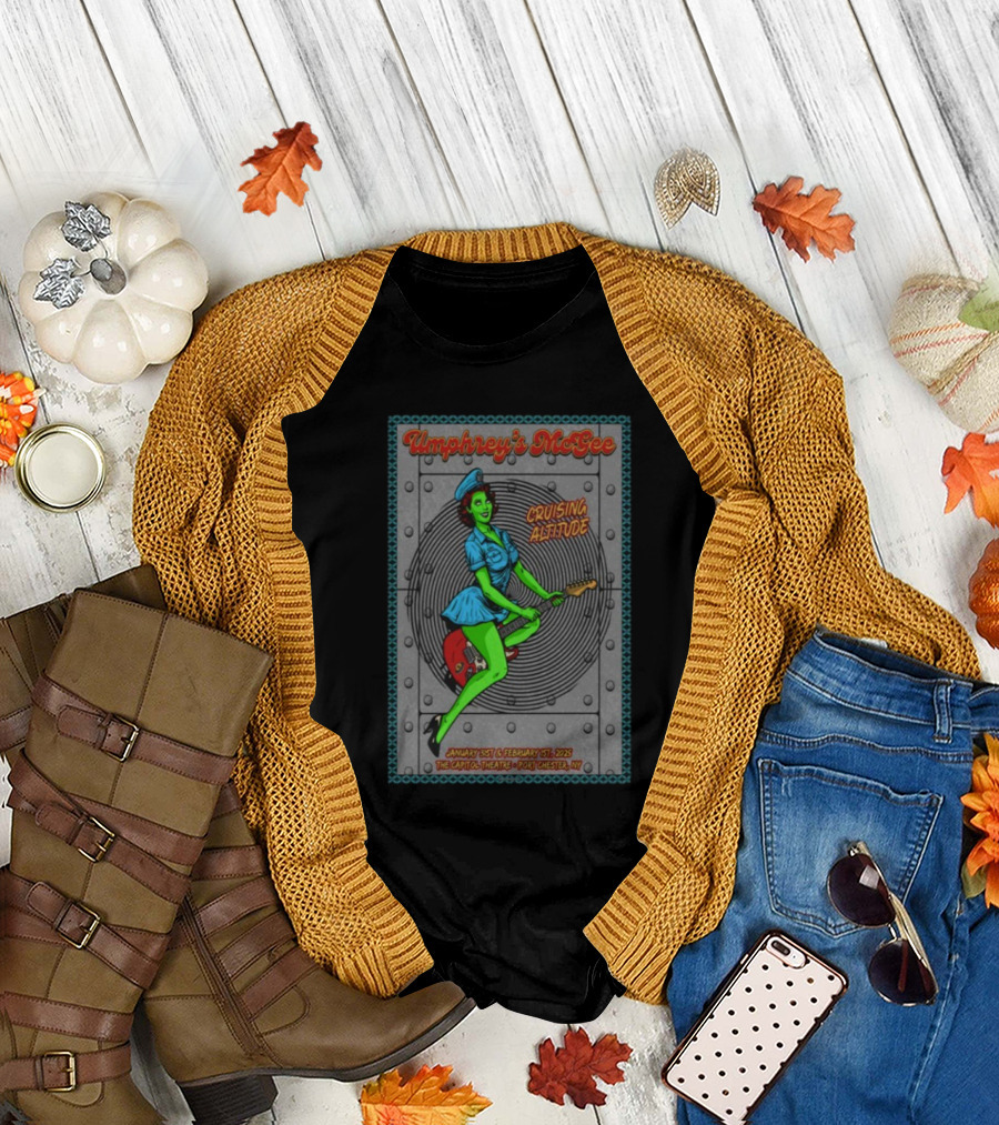Umphrey's McGee Cruising Altitude January 31st February 1st 2025 The Capitol Theatre Port Chester NY Vintage Style Green Pin-Up Art T-Shirt