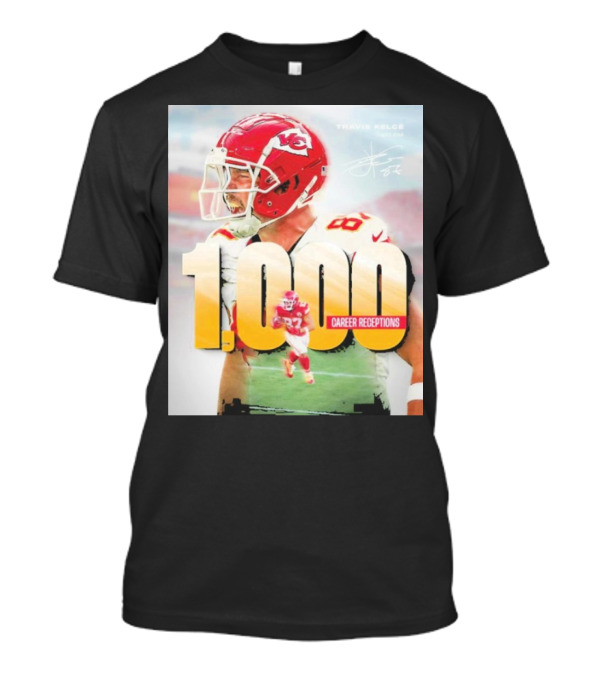 Travis Kelce 1000 Career Receptions Milestone Celebration NFL Iconic Achievement T-Shirt