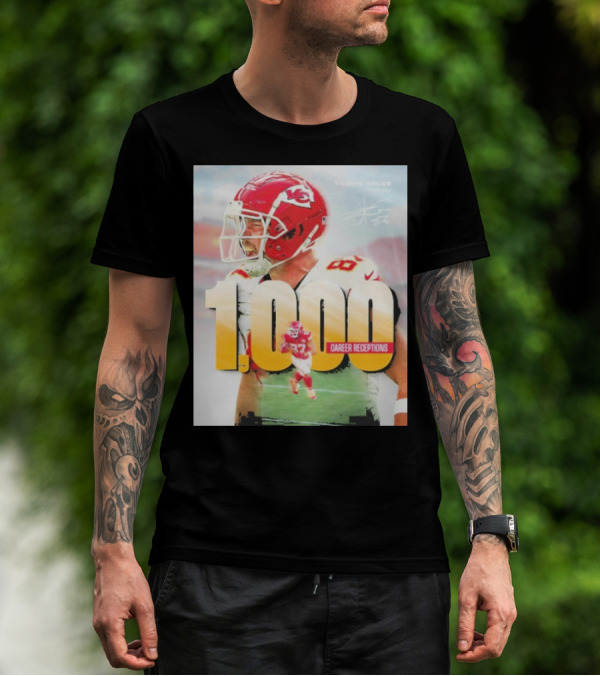 Travis Kelce 1000 Career Receptions Milestone Celebration NFL Iconic Achievement T-Shirt
