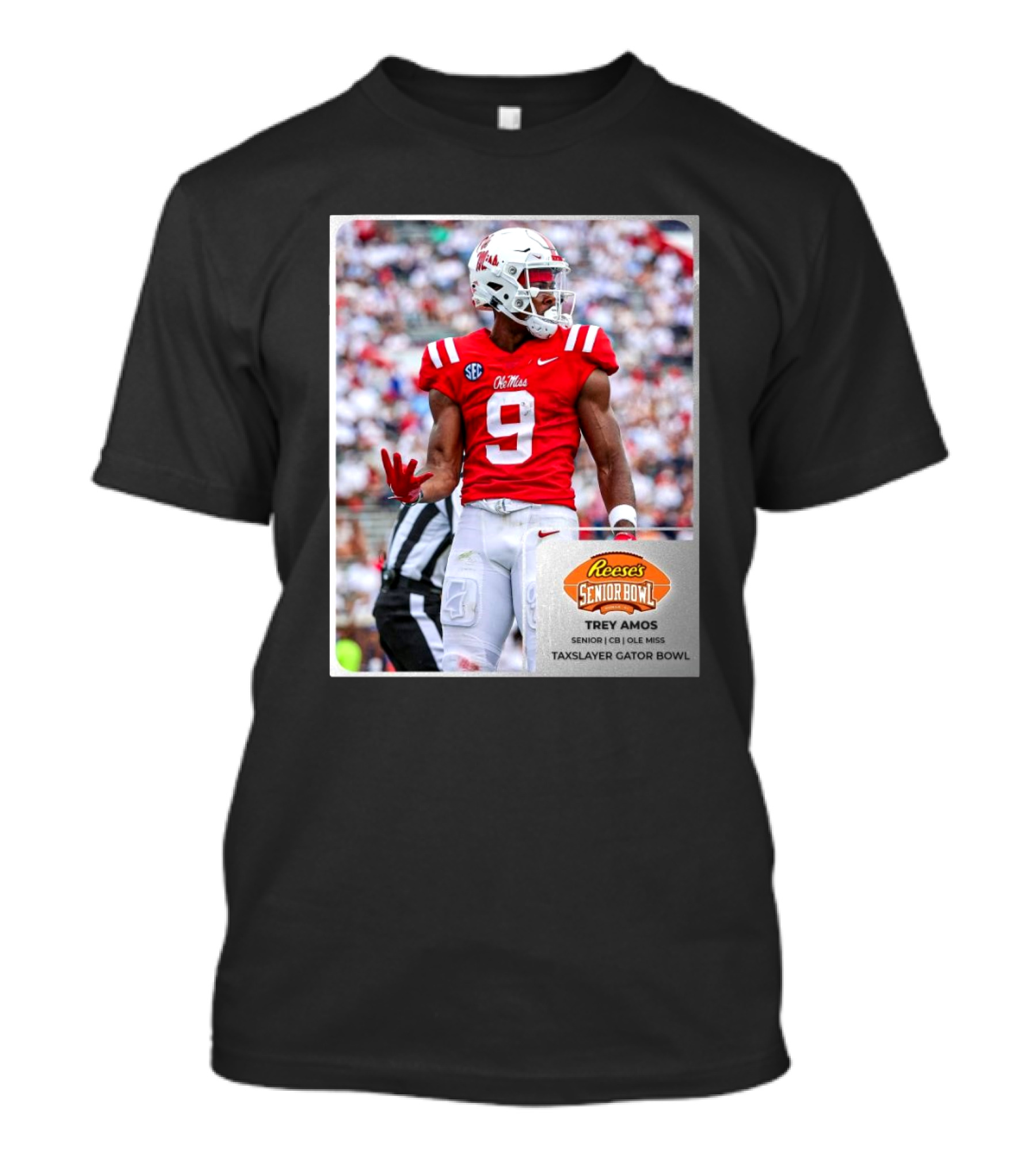Trey Amos Ole Miss Rebels Reese’s Senior Bowl TaxSlayer Gator Bowl Senior CB T-Shirt