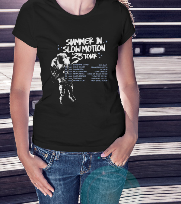 Summer In Slow Motion 2025 Tour Sunshine Coast Canberra Wollongong Newcastle Enmore Toukley Narrabeen Kings St Band Room T-Shirt