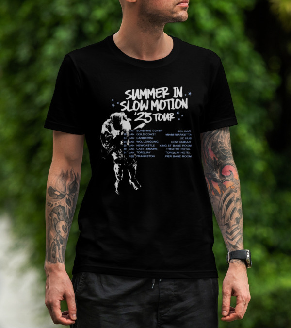 Summer In Slow Motion 2025 Tour Sunshine Coast Canberra Wollongong Newcastle Enmore Toukley Narrabeen Kings St Band Room T-Shirt