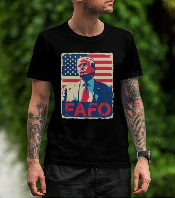Trump FAFO F Around Find Out Retro US Flag American Patriotic Design T-Shirt
