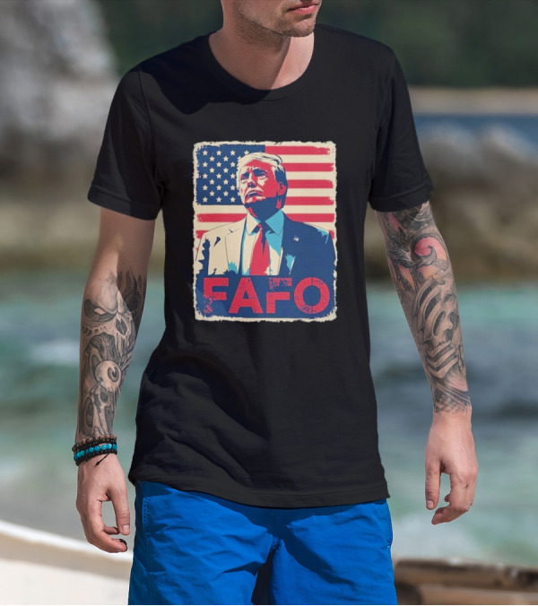 Trump FAFO F Around Find Out Retro US Flag American Patriotic Design T-Shirt