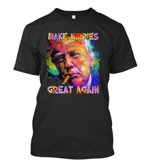 Make Hippies Great Again Colorful Trump Smoking Art T-Shirt