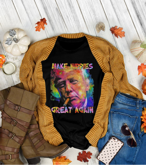Make Hippies Great Again Colorful Trump Smoking Art T-Shirt
