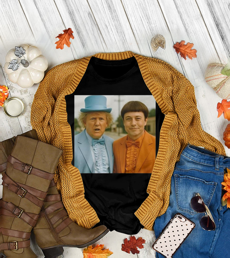 Trump Musk Dumb And Dumber Costumes Ruffled Suits T-Shirt