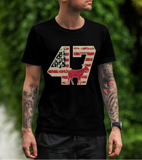 Patriotic GOAT 47 American Flag Stars And Stripes T-Shirt